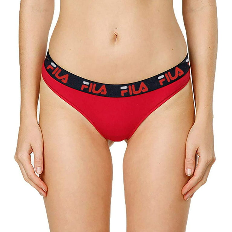 Fila Ladies Logo Band Cotton Stretch Thong Underwear Red, Small