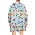 thumbnail image 2 of Wearable Oversized Blanket,Colorful Dinosaurs Eggs Palms Pattern Wearable Blanket Hoodie for Adults,Cozy Hooded Blankets with Super Pockets,Super Warm Fuzzy Pullover for Women & Men, 2 of 6