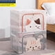 thumbnail image 5 of Caja de almacenamiento transparente grande, resistente al agua y a la humedad, plegable, para guardar ropa, armario de dormitorio, caja de almacenamiento de tela, 5 of 6