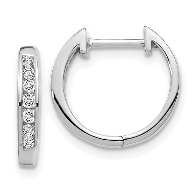 Quality Gold EM5347-020-WA 14K White Gold Diamond Hinged Hoop Earrings