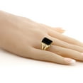 thumbnail image 3 of Gem Stone King 18K Yellow Gold Plated Silver Black Onyx and White Moissanite Engagement Ring for Women (6.63 Cttw, Gemstone December Birthstone, Emerald Cut 14X10MM, Size 7), 3 of 5