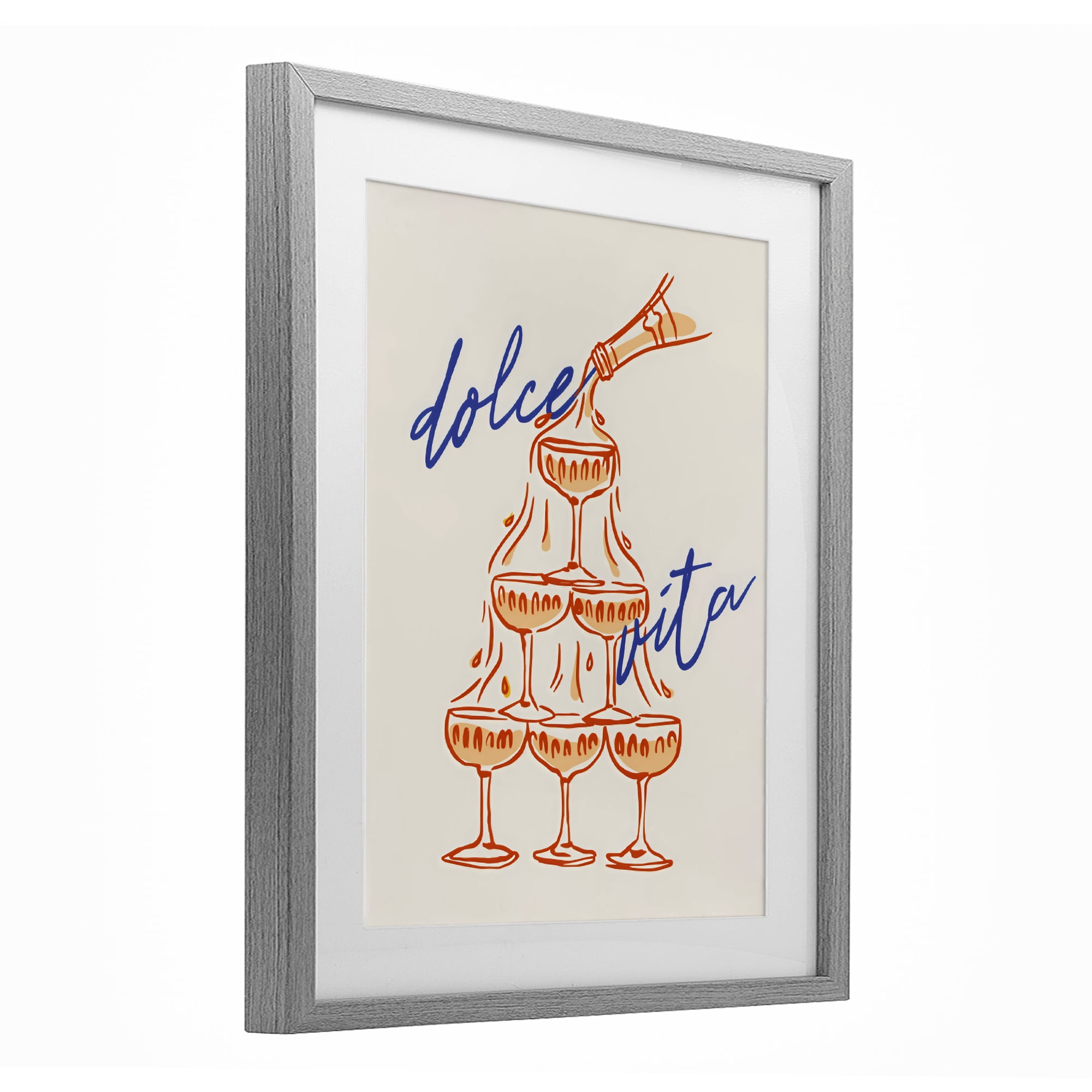 Stupell Industries Dolce Vita Champagne Tower Gray Framed Print Under Glass, design by The Prints Vibe