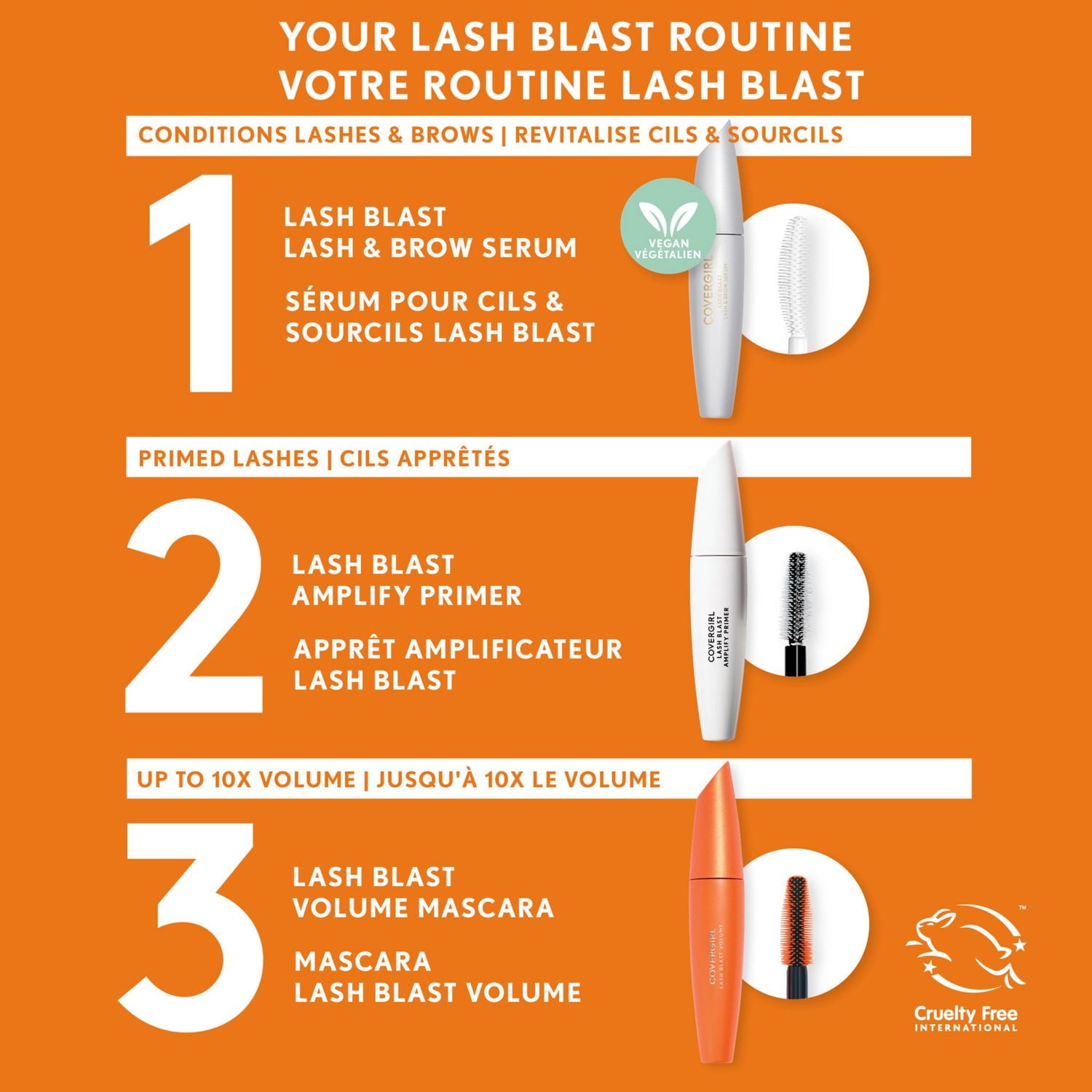 COVERGIRL Lash Blast Lash & Brow Serum™, Sérum, Allonge les cils, prévient les cassures, formule 100% pure, saine et végétalienne, 100% Sans Cruauté Sérum pour les cils & sourcils