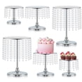 thumbnail image 1 of Juego de soporte de metal para tartas con colgantes de vidrio, elegante expositor de mesa de postre para bodas, fiestas de cumpleaños, baby showers, eventos, soportes de vidrio resistentes para, 1 of 7
