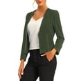 thumbnail image 4 of INSPIRE CHIC Women's Workwear Zipper Collarless Cropped Blazer S Army Green, 4 of 6