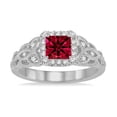 thumbnail image 2 of 1.25 Carat Princess cut Ruby and Diamond Wedding Ring for Women in 14k White Gold affordable ruby & diamond engagement ring, 2 of 3