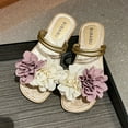 thumbnail image 2 of Sandales pour Femmes à Fleurs Pantoufles Plates Haut de Gamme Chic, 2 of 9