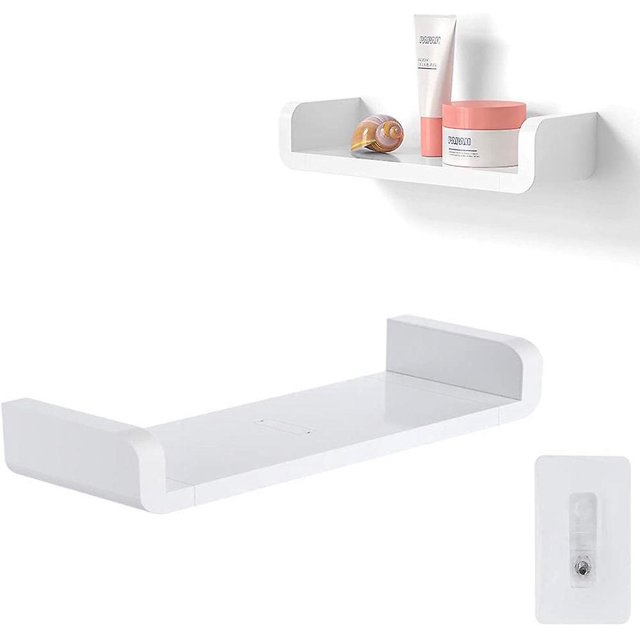 Estante De Pared Para Baño, Estante De Ducha Adhesivo, Estante Flotante, Estante De Almacenamiento De Ducha, Fijo, Se Puede Utilizar En Baños,White,32*11*7cm