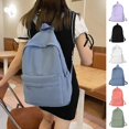 thumbnail image 2 of Mochila escolar impermeable de gran capacidad para mujer, morral escolar de Color sólido con cremallera suave, bolso de día informal para adolescentesAzul Fivean unisex, 2 of 2