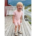 thumbnail image 6 of BemeyourBBs Toddler Baby Boy Girl Baby Summer Clothes Infant Baby Boy Girl 2 Piece Outfit Adorable Striped Short Sleeve T Shirt Tops with Shorts Set Homewear Loungwear, 6 of 9