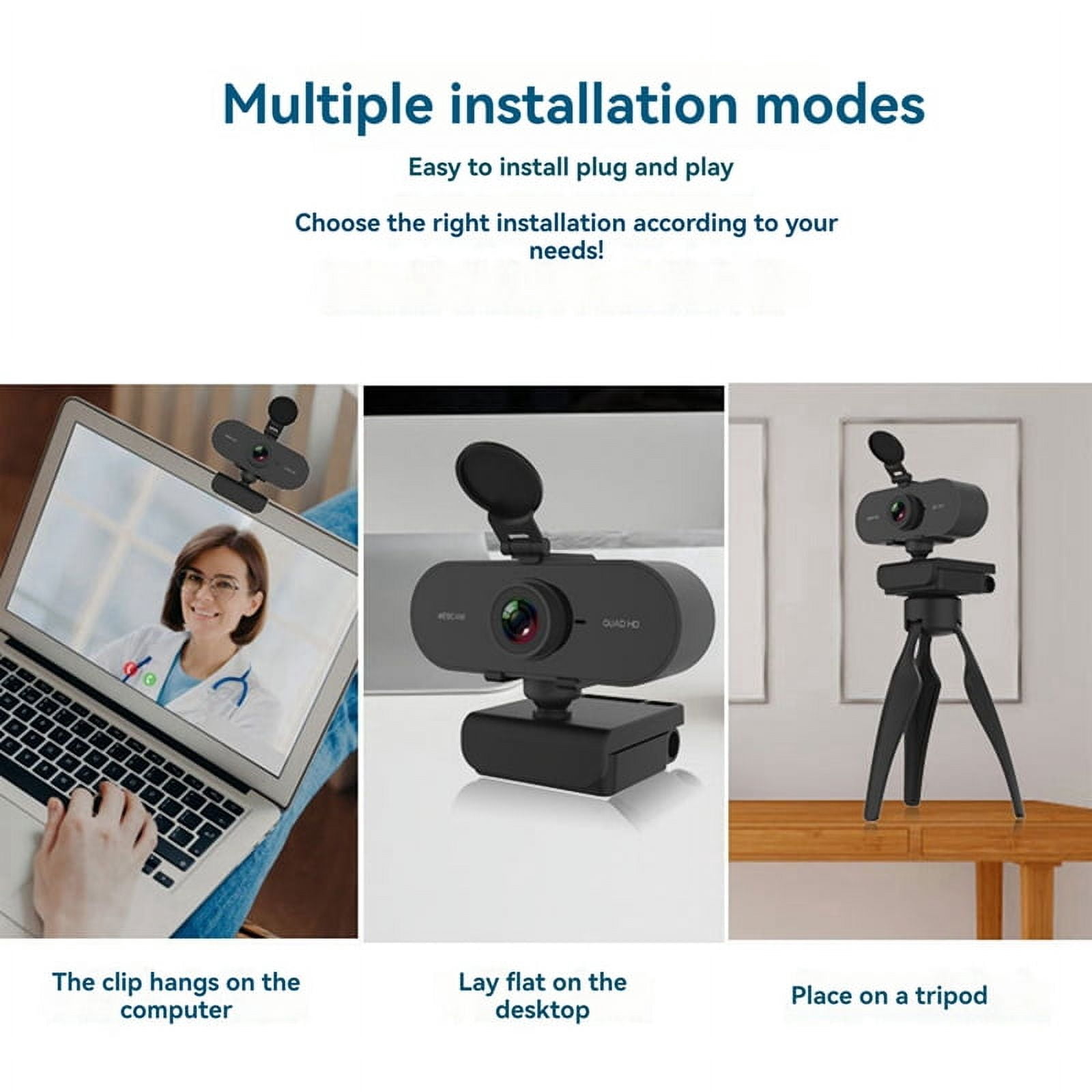 HD1080P Webcam with Privacy Cover and Built-in Microphone Plug and Play for Laptop/Desktop, Video Conferencing