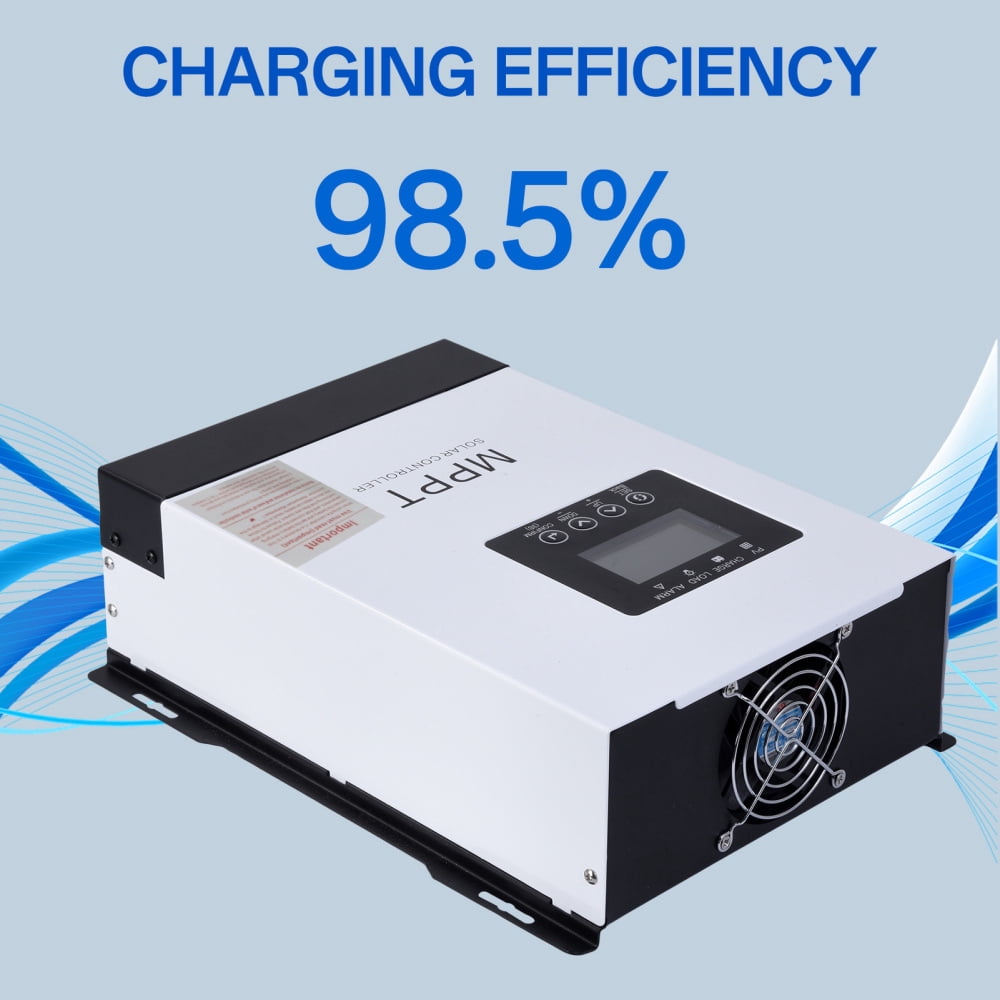 Solar Power Charging Controller 120A with Cooling Fan - Intelligent Regulator for RV, Boat, Car