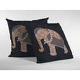 thumbnail image 2 of Flower Elephant Double Sided Suede Pillow, Zippered, Orange on Green, 2 of 2