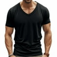 thumbnail image 2 of Men's V Neck Athletic T Shirts Lightweight Gym Workout Running Short Sleeve Tee Shirts Moisture Wicking UV Protection Black M, 2 of 8