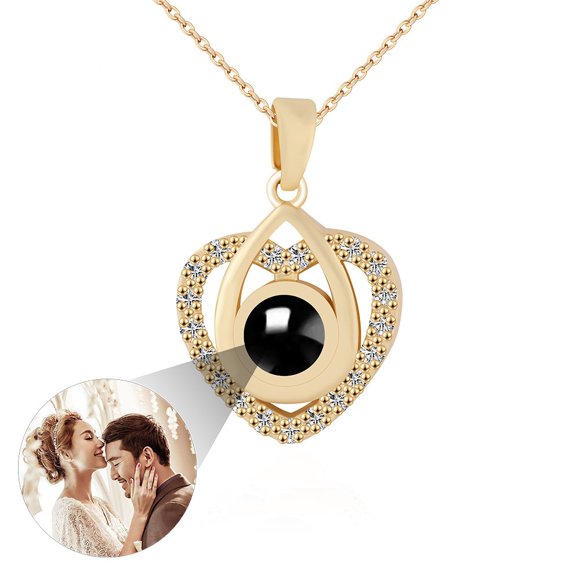 Personalized Custom Picture Necklace Projection Necklace with Photo Inside, Love Memorial Gifts for Girlfriend Wife Birthday Anniversary