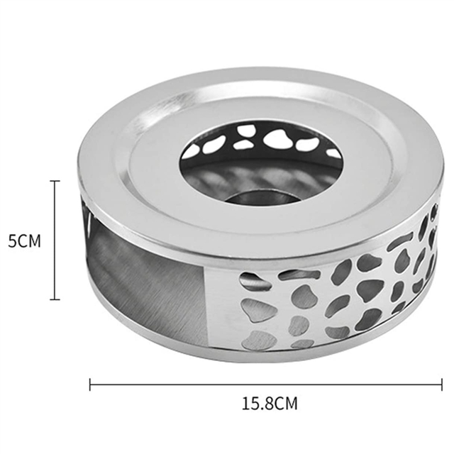 Chauffe-Thé 3X Chauffe-Café en Acier Inoxydable avec Support Base de Thé Design Sculpté Creux Chauffe-Café