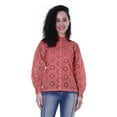 thumbnail image 2 of Moomaya Womens Button Down Top Solid Schiffli Cotton Full Sleeve Casual Summer Kurta Shirt, 2 of 8