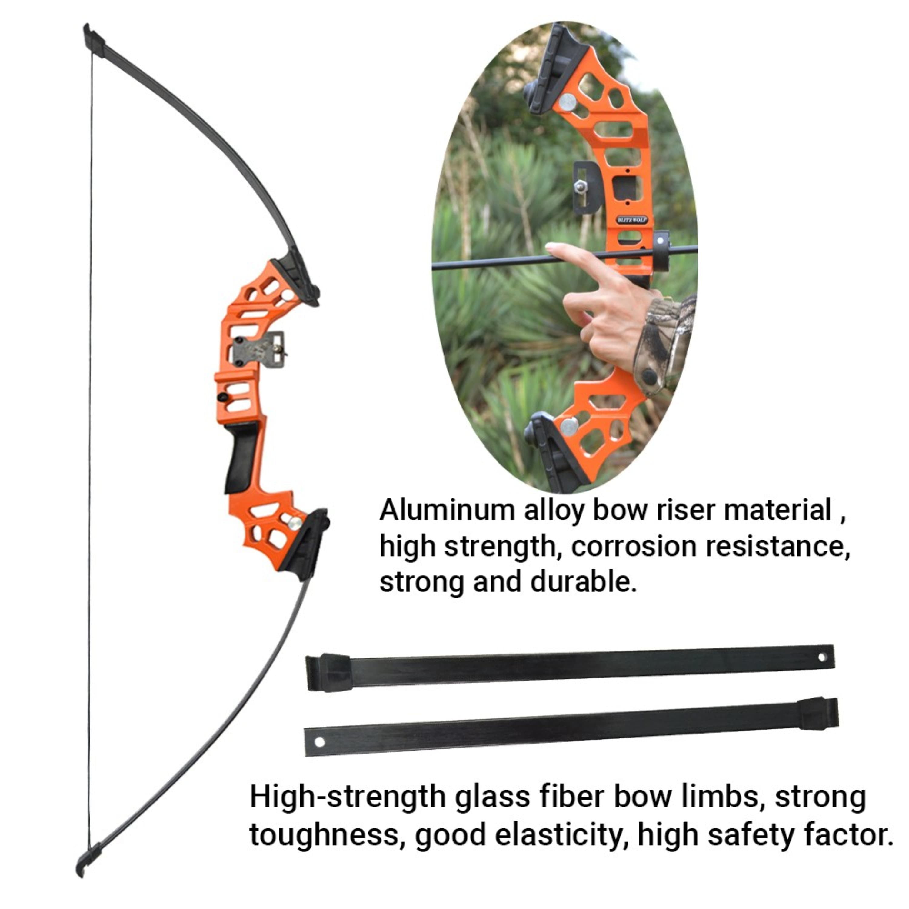 50" Archery Straight Bow Kit 40lbs Takedown Recurve Bow Adult Outdoor Target