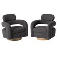 thumbnail image 7 of WestinTrends Alexandria Mid-Century Modern Sherpa Swivel Barrel Accent Chair (Set of 2), Charcoal Gray, 7 of 7