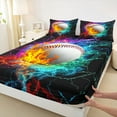thumbnail image 3 of Castle Fairy Baseball Print Boy Twin Sheet Sets,Abstract Flame Water Bedding, 3 of 7