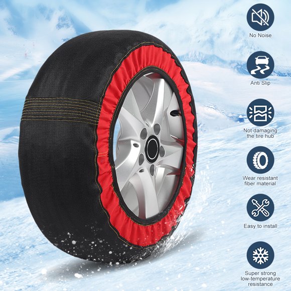 Anti 2pcs Automotive Snow Socks for Tires No Damaging Tire Hub Anti Slip Super Strong Low-temperature Resistance, No Noise-Easy to Install