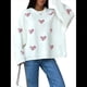 thumbnail image 4 of Sudadera Holgada de Punto con Cuello Redondo y Larga con Bordado de Corazón para San Valentín para Mujer y Rojo M, 4 of 10