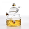 thumbnail image 1 of Large-Capacity Transparent Glass Honey Jar with Lid & Stirring Stick - Creative Yellow Bee Design (Style 3) - Durable, Easy to Clean, Versatile for Honey & Dry Goods Storage - Elegant Kitchen Decor, 1 of 5