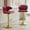 Gold + Red + Metal + PU, variant on FENGFAN Gold White Bar Stool Swivel Chair Metal PU Leather Adjustable Height 2 Pcs
