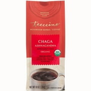 Teeccino Mushroom Adaptogen Ground Coffee Alternative - Chaga Ashwagandha Butterscotch Cream Herbal Coffee -Organic Medium Roast Natural Energy, Prebiotic, 28 Servings, 10 Ounce