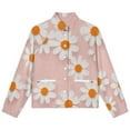 thumbnail image 4 of Jackets for Women Winter Coat Jackets Flannel Stand Collar Jacket(Daisy Floral Peach Pattern,Size:S-4XL), 4 of 7
