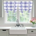 thumbnail image 5 of Tie Up Curtains for Windows Purple Buffalo Check Valance Adjustable Balloon Curtain Watercolor Purple Plaid Tie Up Shades for Kitchen Living Room Bedroom Privacy Curtain Drape 34x45 Inch, 5 of 9