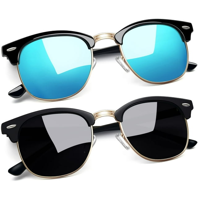 Gafas de Sol Joopin Semi Marco Negras y Azules Polarizadas con Protección UV400