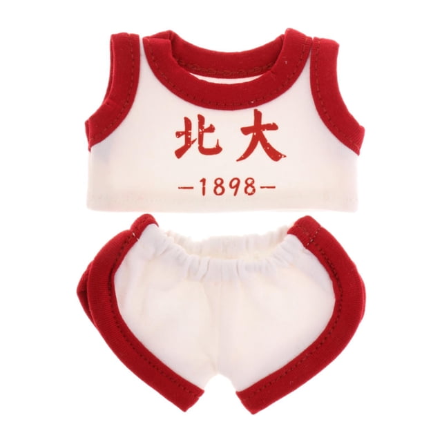 Ropa de Muñeca de Peluche Baoblaze Conjunto de Pantalón DIY 17 cm Chaleco Rojo
