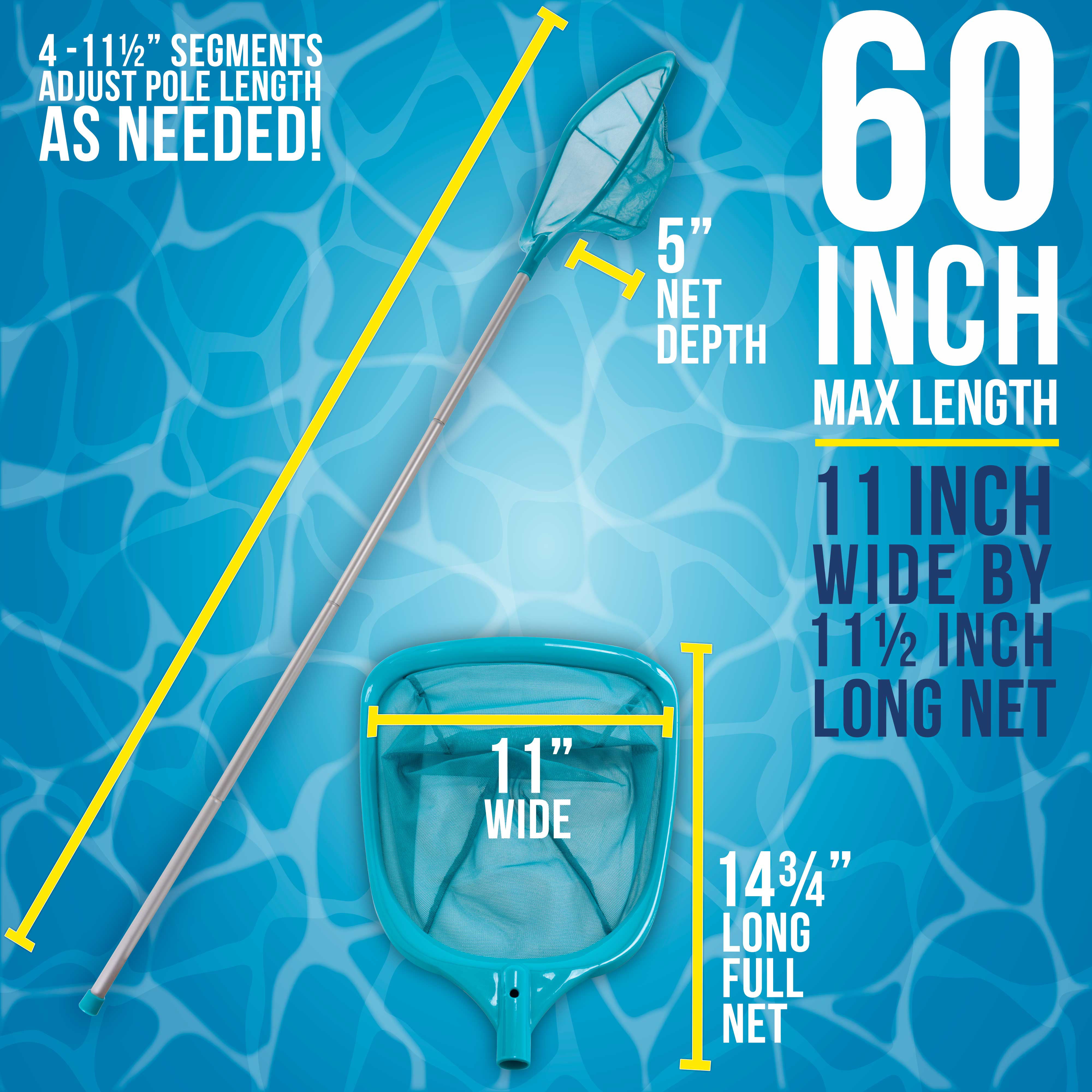 Pool Supply Professional Swimming Pool Leaf Skimmer Net with 48 Aluminum Pole Deep Ultra Fine Mesh Netting Bag Basket for Fast Cleaning of the Finest Debris Clean Spas & Ponds U.S