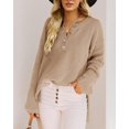 thumbnail image 2 of HSHDLDF Women's Oversized Sweaters Batwing Long Sleeve Loose V Neck Button Henley Tops Pullover Knit Jumper, 2 of 5