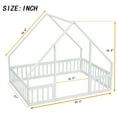 thumbnail image 7 of Miniyam Wood Full Size House-Shaped Floor Bed with Guardrails for Kids, White, 7 of 7