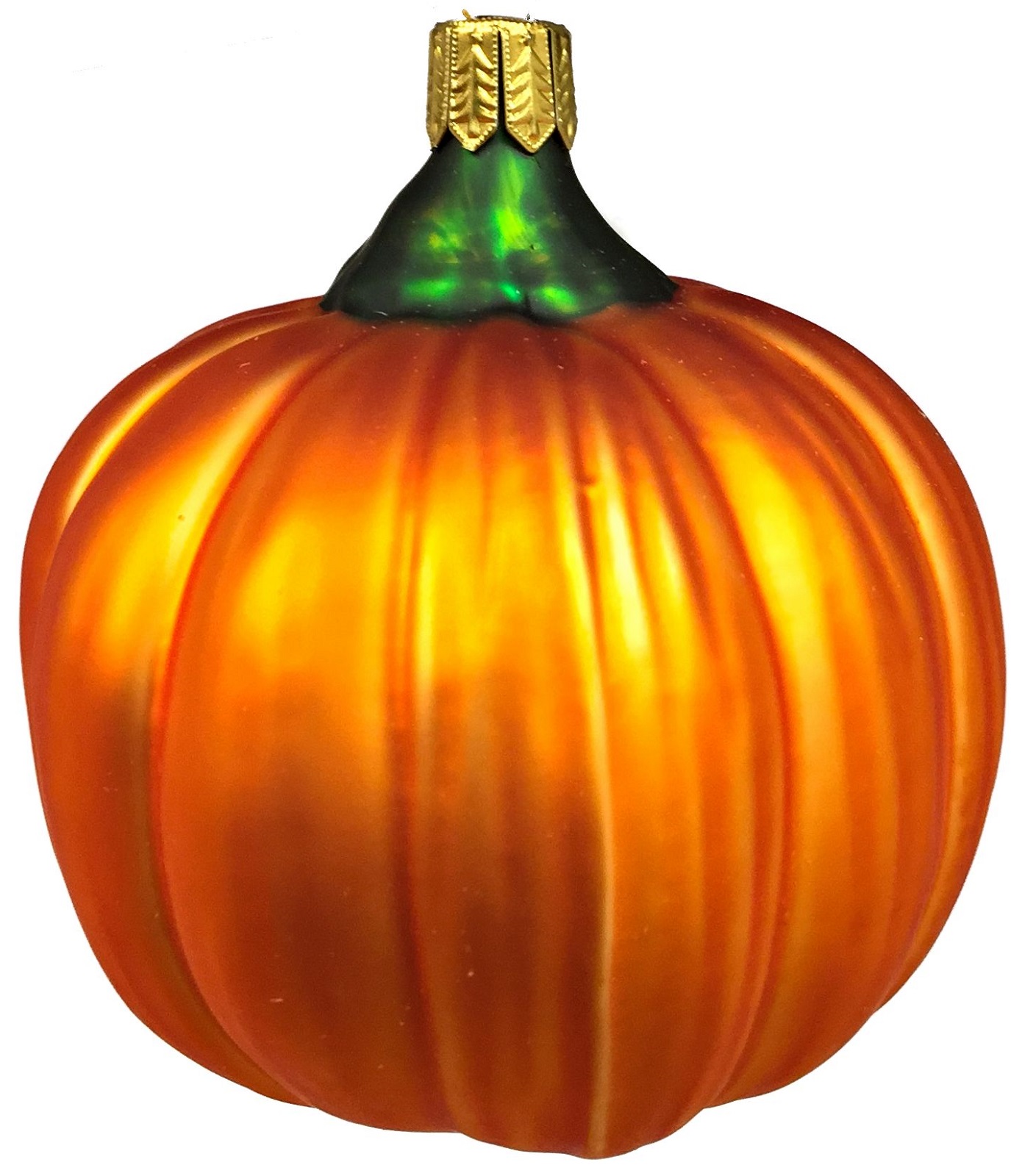 Large Orange Pumpkin German Blown Glass Christmas Tree Ornament