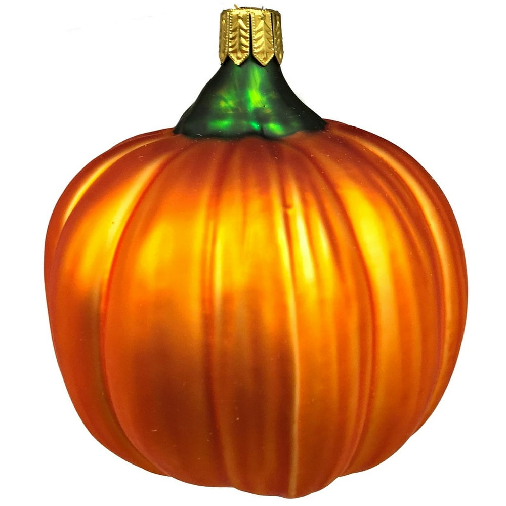 Large Orange Pumpkin German Blown Glass Christmas Tree Ornament