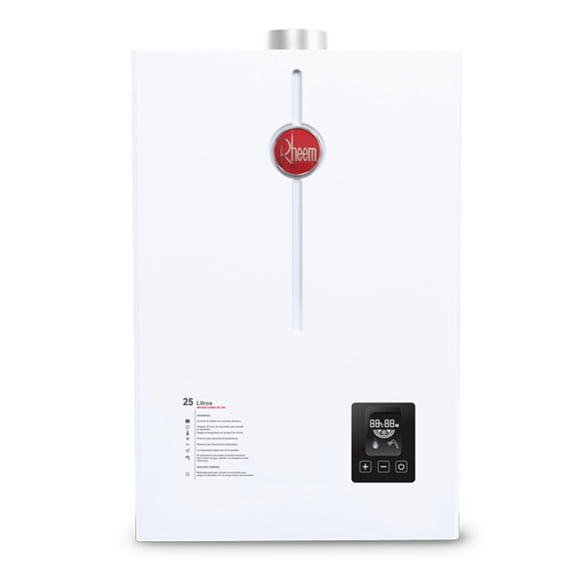 Calentador de Agua Instántaneo Rheem 25 Litros por Min Gas LP 4 Servicios blanco