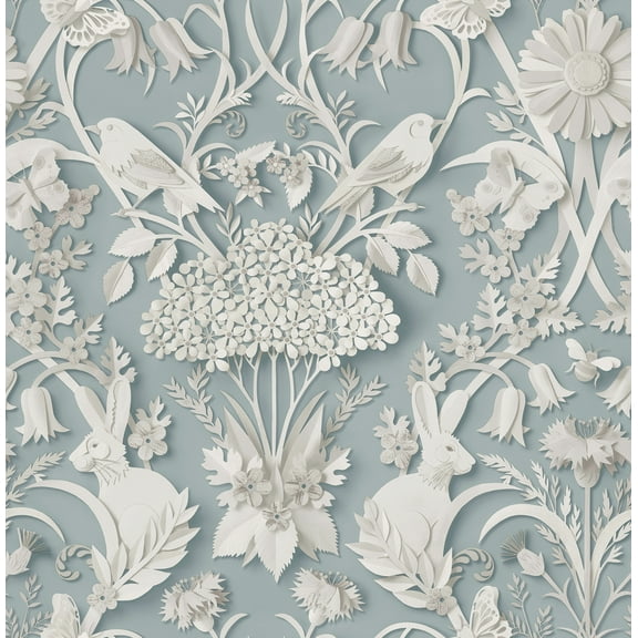 Fine Decor Fae Sky Blue Woodland Wallpaper
