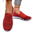 thumbnail image 4 of Flying Woven Mesh Slip On Sneakers For Women, Breathable Soft Sole Casual Shoes, Daily Walking Comfort Footwear Red 38, 4 of 6