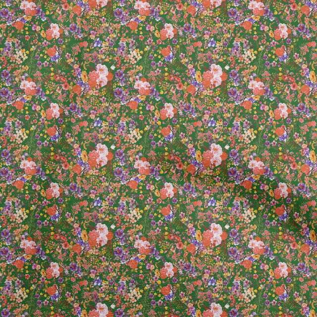 oneOone Tissu en Coton Cambric Vert Foncé Floraux Matériel de Couture Tissu Imprimé au Mètre 42 Pouces de Large