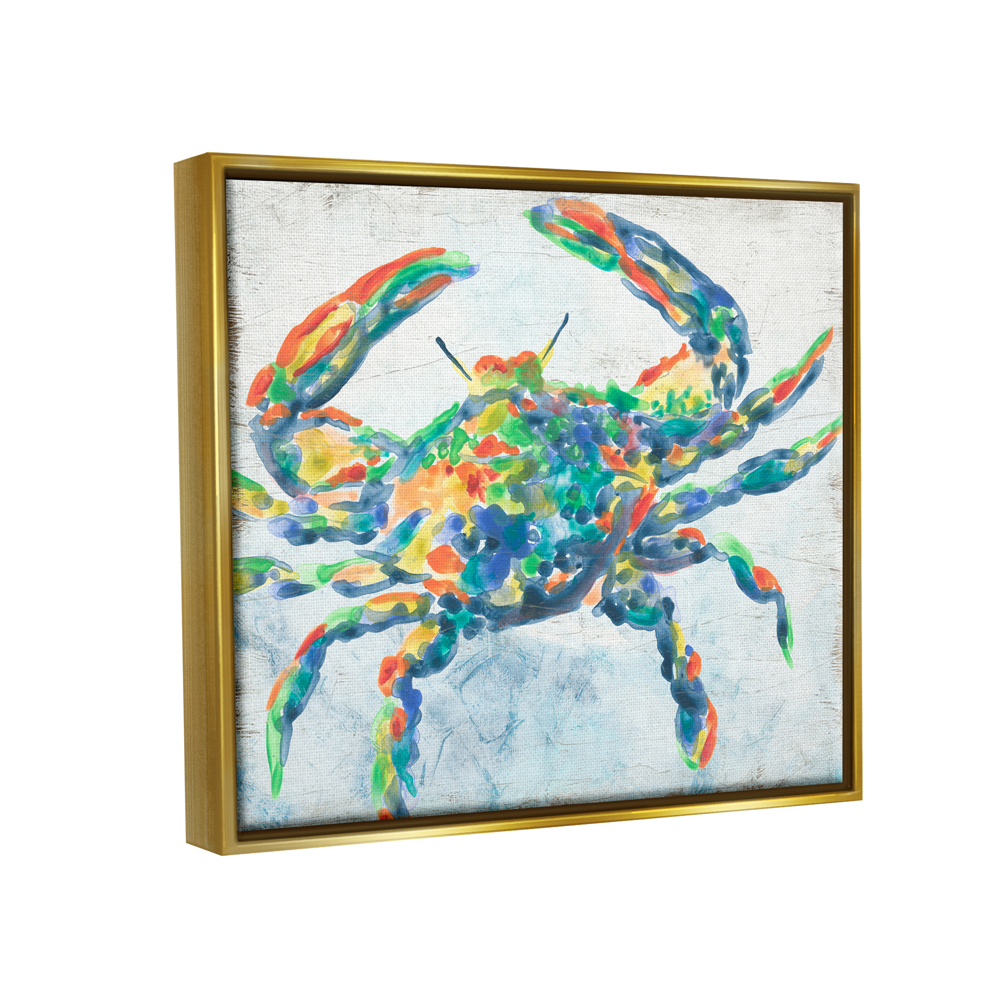 Stupell Industries Abstract Hued Crab Animals & Insects Painting Gold Floater Framed Canvas Art Print Wall Art, 31 x 25