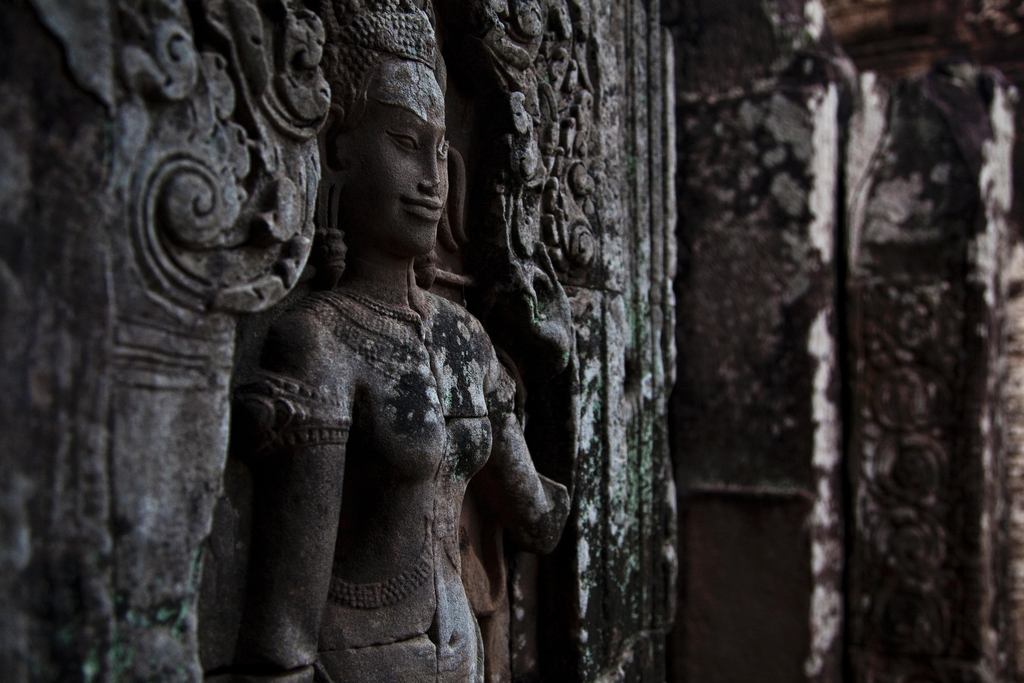 Hindu Goddess Bas Relief Bayon Temple Cambodia Photo Photograph Cool