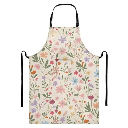 

Vodetik Store Floral Aprons with Pocket Women Adjustable Waterproof Flowers Chef Apron for Kitchen Cooking