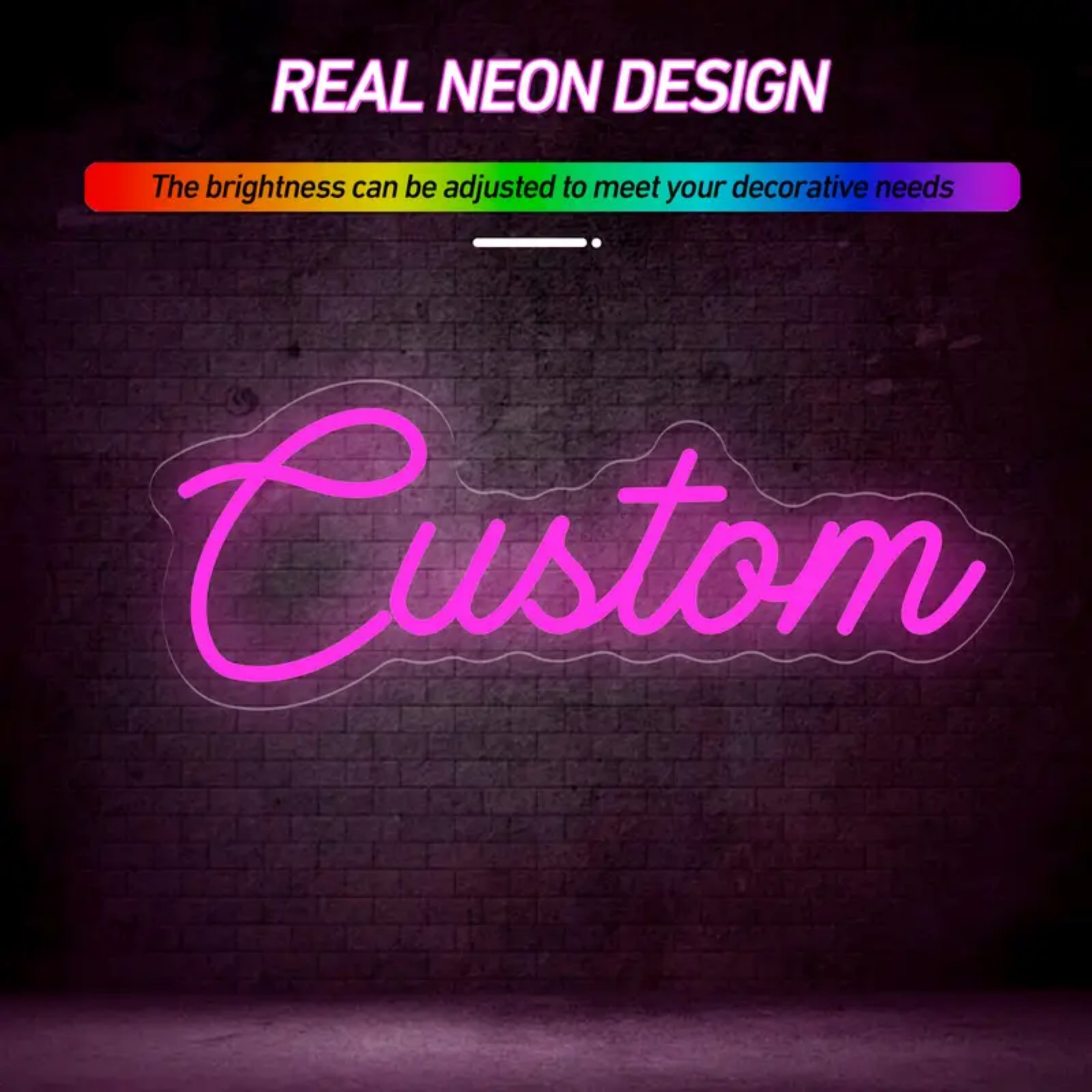 UPONRAY Single Line Custom Neon Signs, Usb Powered with Adjustable Brightness Wall Decor for Gifts, Cool White, 5 inch