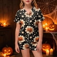 thumbnail image 2 of CAUYDY Kids Halloween Pajamas Sets Girl Button-Down Silk Sleepwear 2 Piece Short Sleeve Loungewear Clothes Set,4-5 Y, 2 of 5