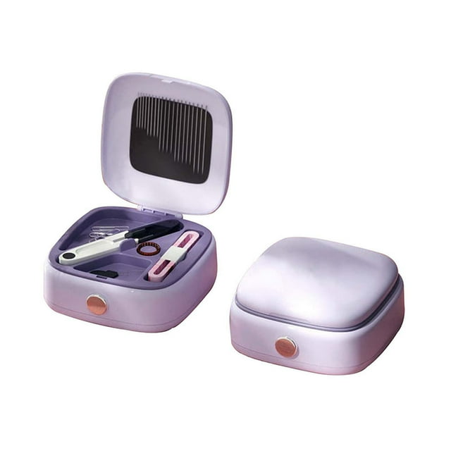 Purple Portable Magnetic Sewing Kit Needle And Thread Set Box Home Travel Repair Tool 6.3X4.3X1.6 Inch