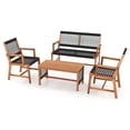 thumbnail image 2 of Costway Patio 4pcs Acacia Wood Conversation Table & Chair Set Hand-Woven Rope Outdoor, 2 of 10