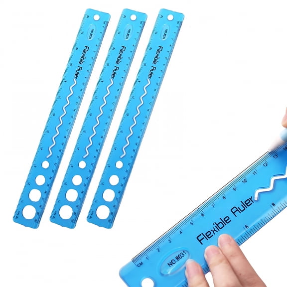 CCOCC 12 Inch,3 Pack,Flexible Ruler with Centimeters and Inches,Clear Plastic Standard Ruler for Home,or Office